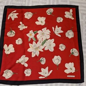 Tiffany silk scarf red with white flowers